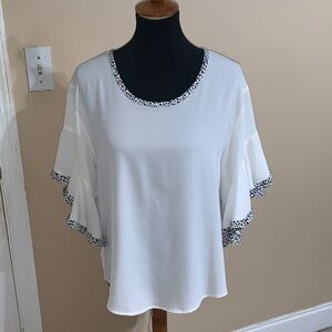 Chic White Blouse with Black Accents